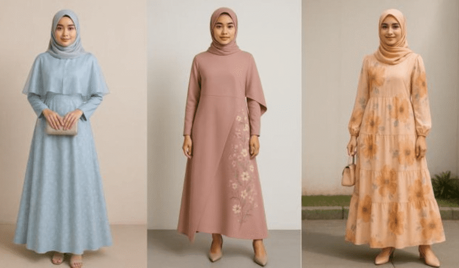 10 Inspirasi Gamis Motif Floral Pastel 2025
